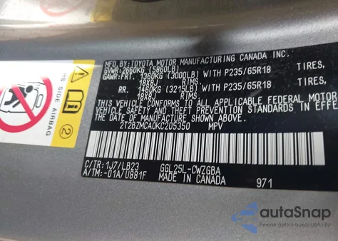 2019 Lexus Rx 350 z USA, uszkodzony, nr VIN 2T2BZMCA0KC205350